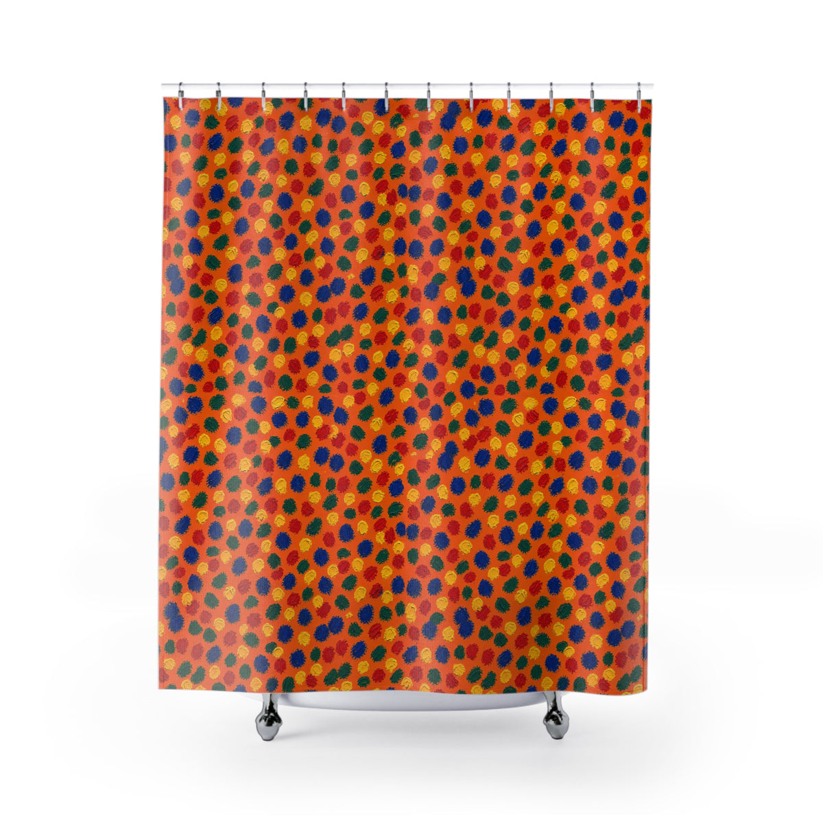 Stippled Dabs Shower Curtain – Expressionist Brushstroke Abstract Pattern