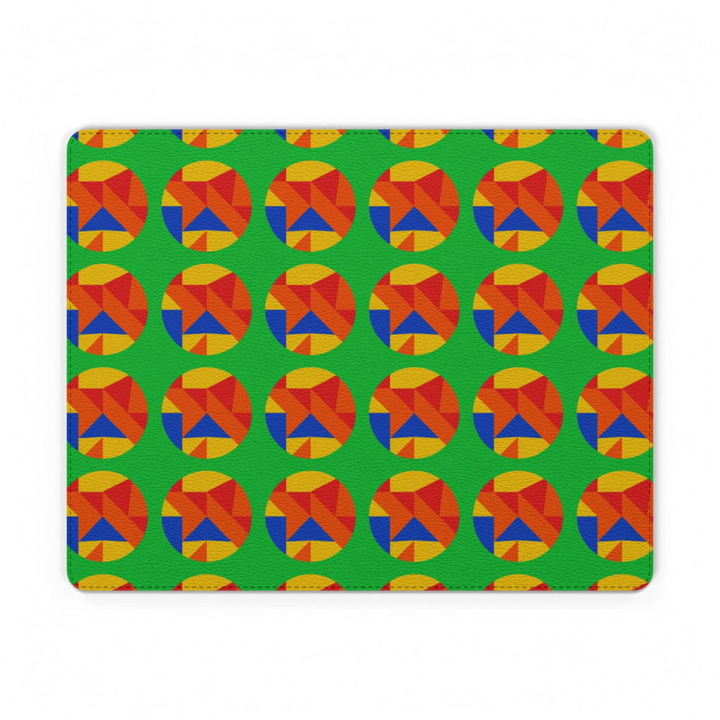 Broken Circle Planes Vegan Leather Mouse Mat – Cubist Abstract Pattern