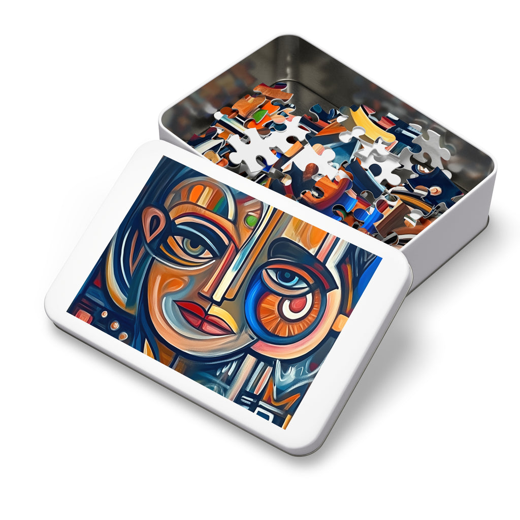 Cubist Face Jigsaw Puzzle with Tin – Cubist Portrait Art