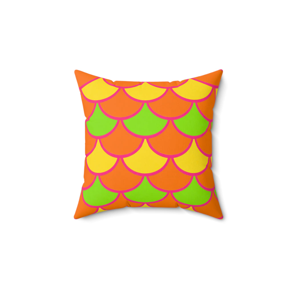 Big Jewel Scales II Faux Suede Cushion – Hot Citrus Festive