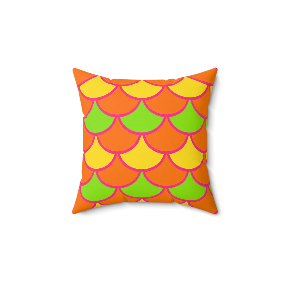 Big Jewel Scales II Faux Suede Cushion – Hot Citrus Festive