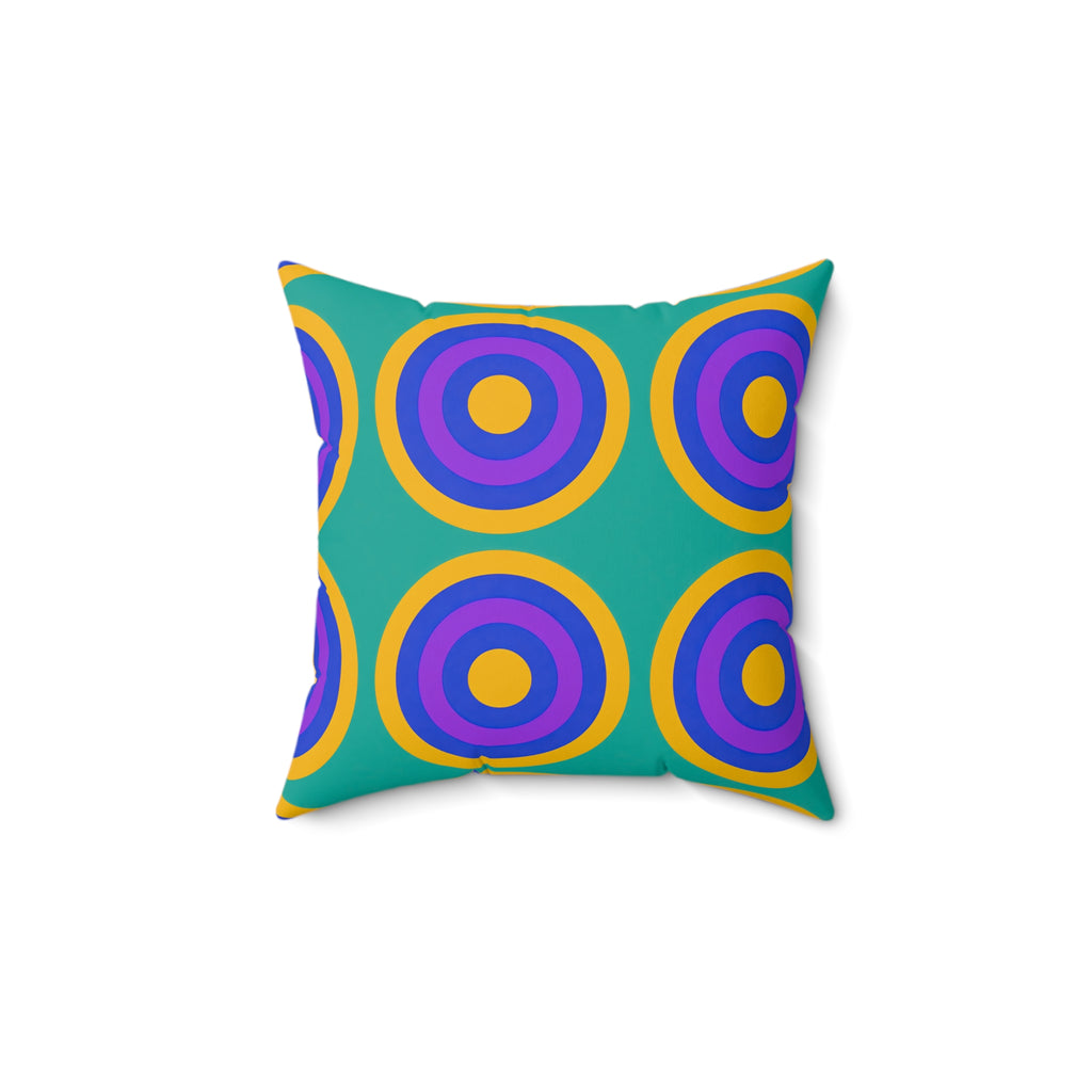 Mega Ring Grid Faux Suede Cushion – Peacock Jewel