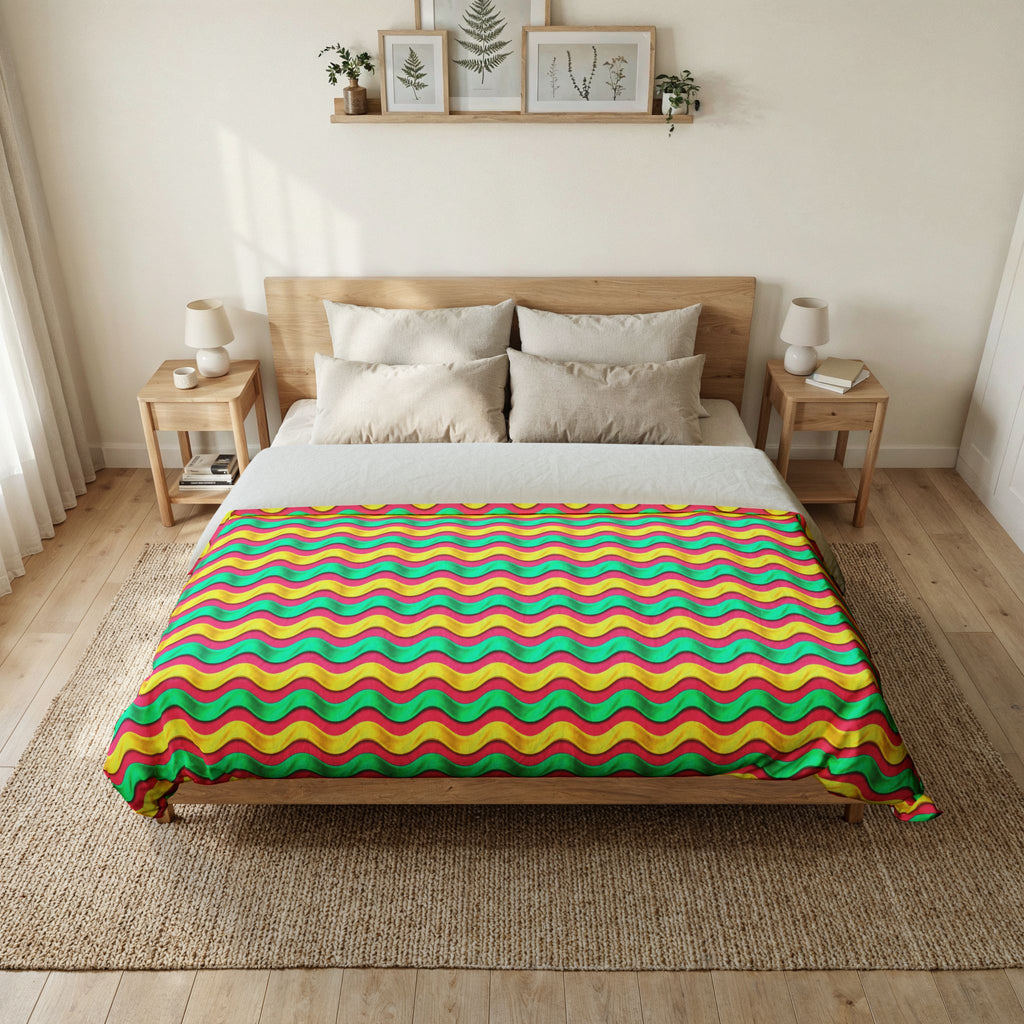 Satin Wave Bands Cotton Duvet Cover – Candy Christmas