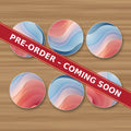 Peach & Sky Blue Fluid Marble round ceramic coaster set of 6, UV printed, pre-order coming soon