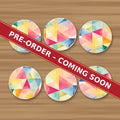 Pastel Harlequin Geometric round ceramic coaster set of 6, UV printed, pre-order coming soon
