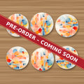 Pastel Cubist Shards round ceramic coaster set of 6, UV printed, pre-order coming soon