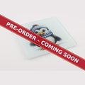 Christmas Penguin in Blue Scarf square glass coaster set of 6, pre-order coming soon