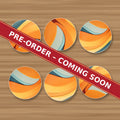 Orange & Teal Retro Waves round ceramic coaster set of 6, UV printed, pre-order coming soon