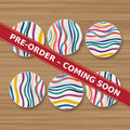 Rainbow Wavy Stripes round ceramic coaster set of 6, UV printed, pre-order coming soon
