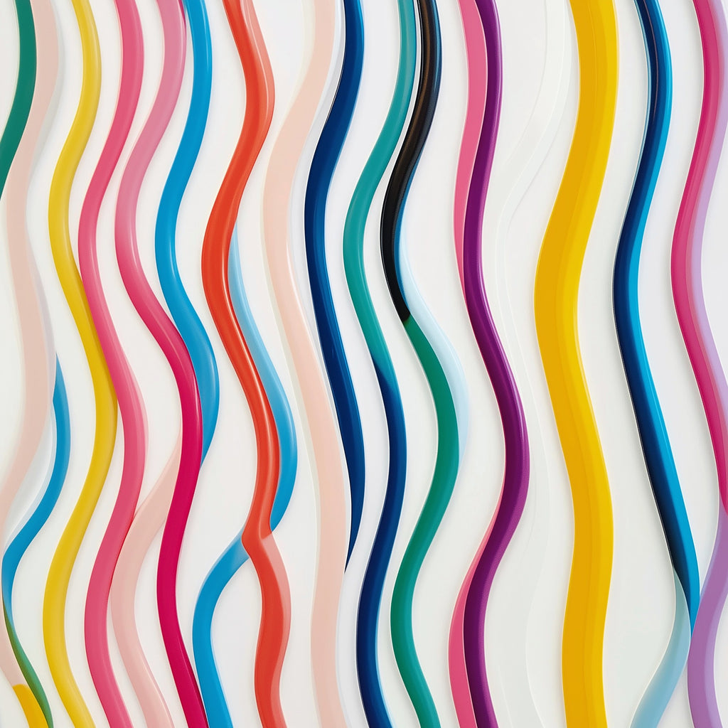 Original rainbow wavy stripes artwork used on these coasters