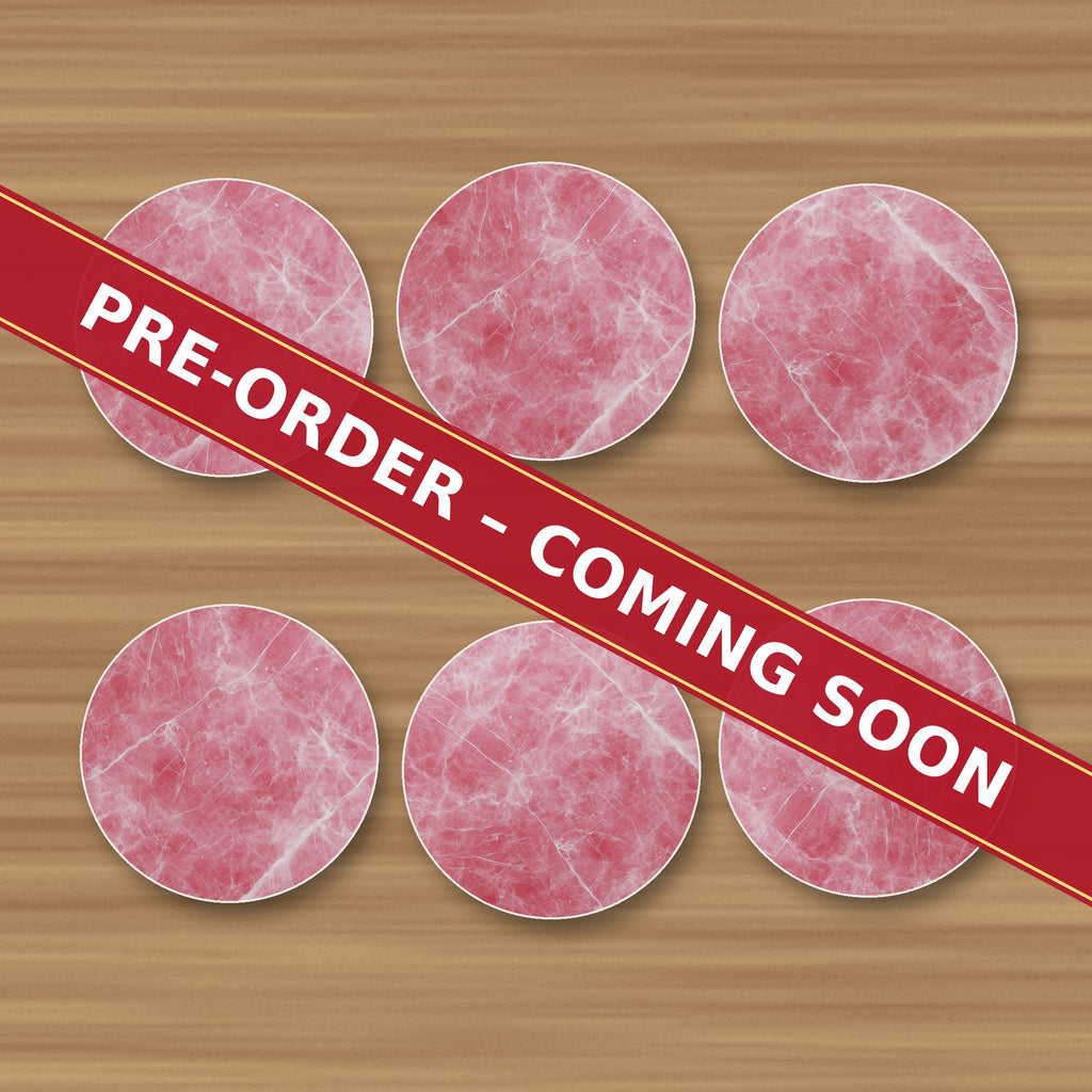 Rose Quartz Pink Marble round ceramic coaster set of 6, UV printed, pre-order coming soon