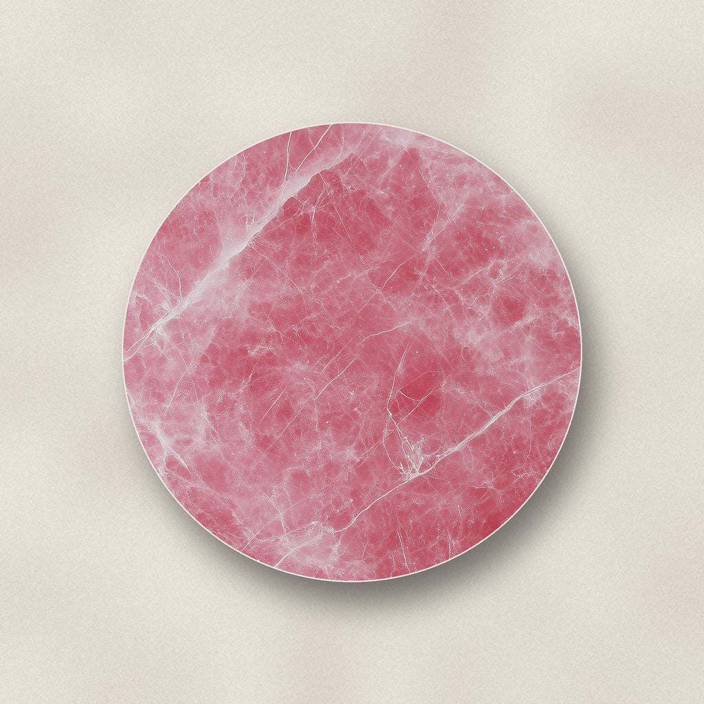 Close-up of one rose quartz pink marble ceramic coaster, matte finish, flat UV print