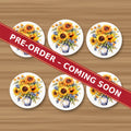 Sunflower Vase round ceramic coaster set of 6, UV printed, pre-order coming soon