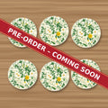 Ditsy Daisy Floral round ceramic coaster set of 6, UV printed, pre-order coming soon