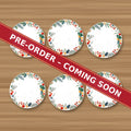 Holly & Berry Wreath round ceramic coaster set of 6, UV printed, pre-order coming soon