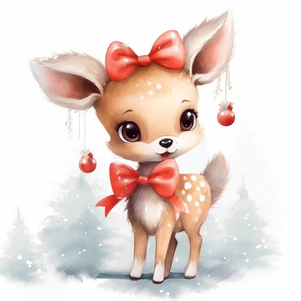 Original christmas fawn artwork used on these coasters