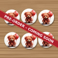 Teddy Bear with Balloon round ceramic coaster set of 6, UV printed, pre-order coming soon