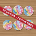 Pastel Aurora Waves round ceramic coaster set of 6, UV printed, pre-order coming soon