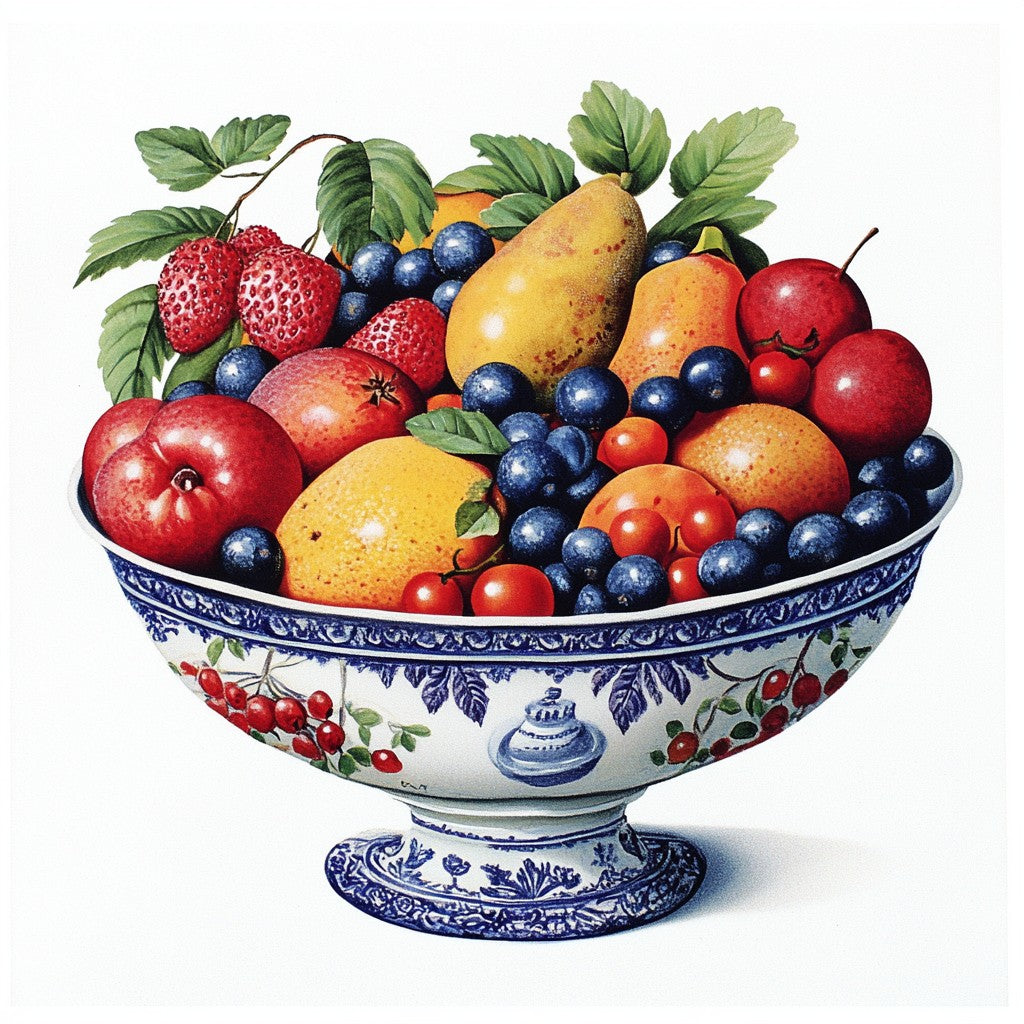 Original delft fruit bowl artwork used on these coasters