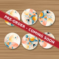 Pastel Geometric Sun round ceramic coaster set of 6, UV printed, pre-order coming soon