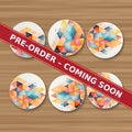Pastel Diamond Hearts round ceramic coaster set of 6, UV printed, pre-order coming soon