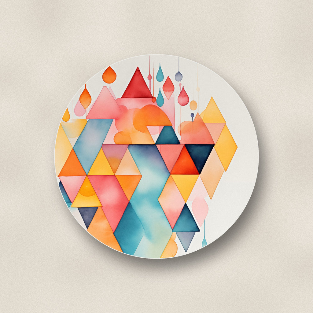 Close-up of one pastel diamond hearts ceramic coaster, matte finish, flat UV print