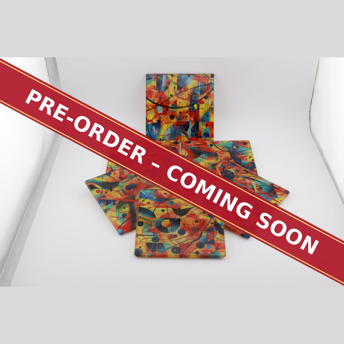 Abstract Geometric Modernist square glass coaster set of 6, pre-order coming soon