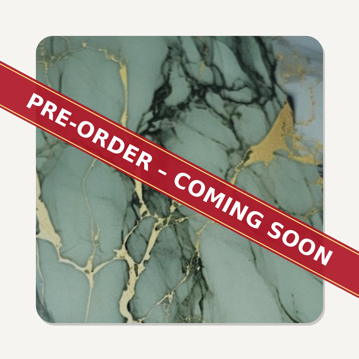 Green Marble square glass coaster set of 6, pre-order coming soon