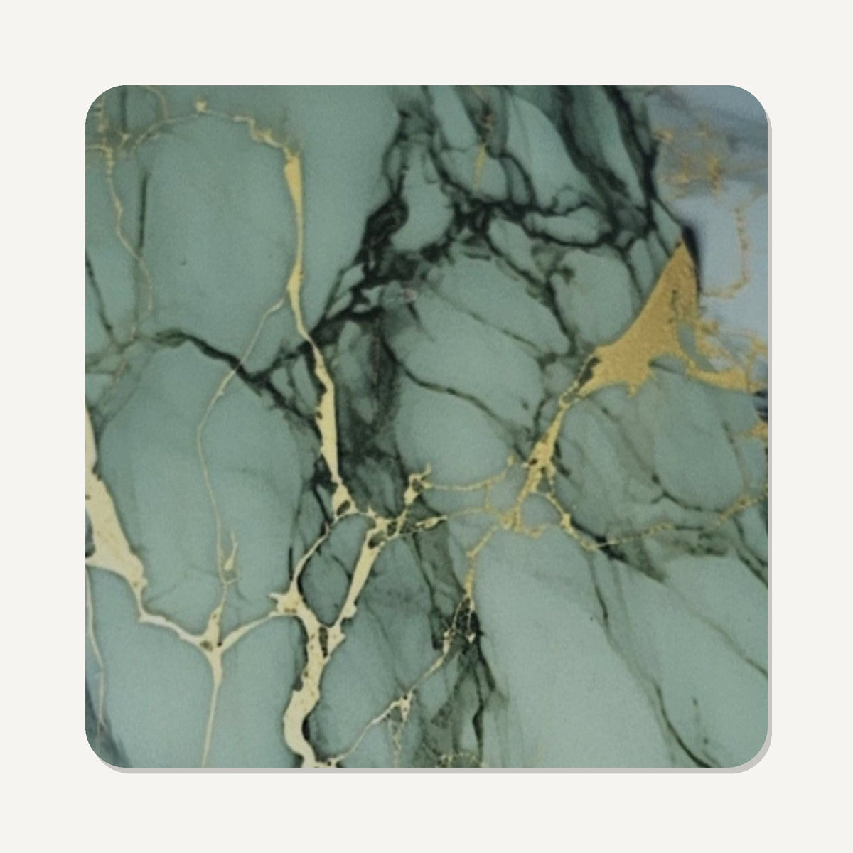 Green Marble – the flat artwork printed on these square glass coasters