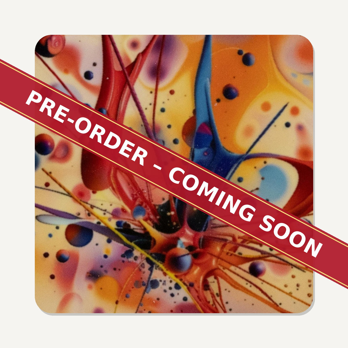 Acrylic Oil Splash No.5 square glass coaster set of 6, pre-order coming soon