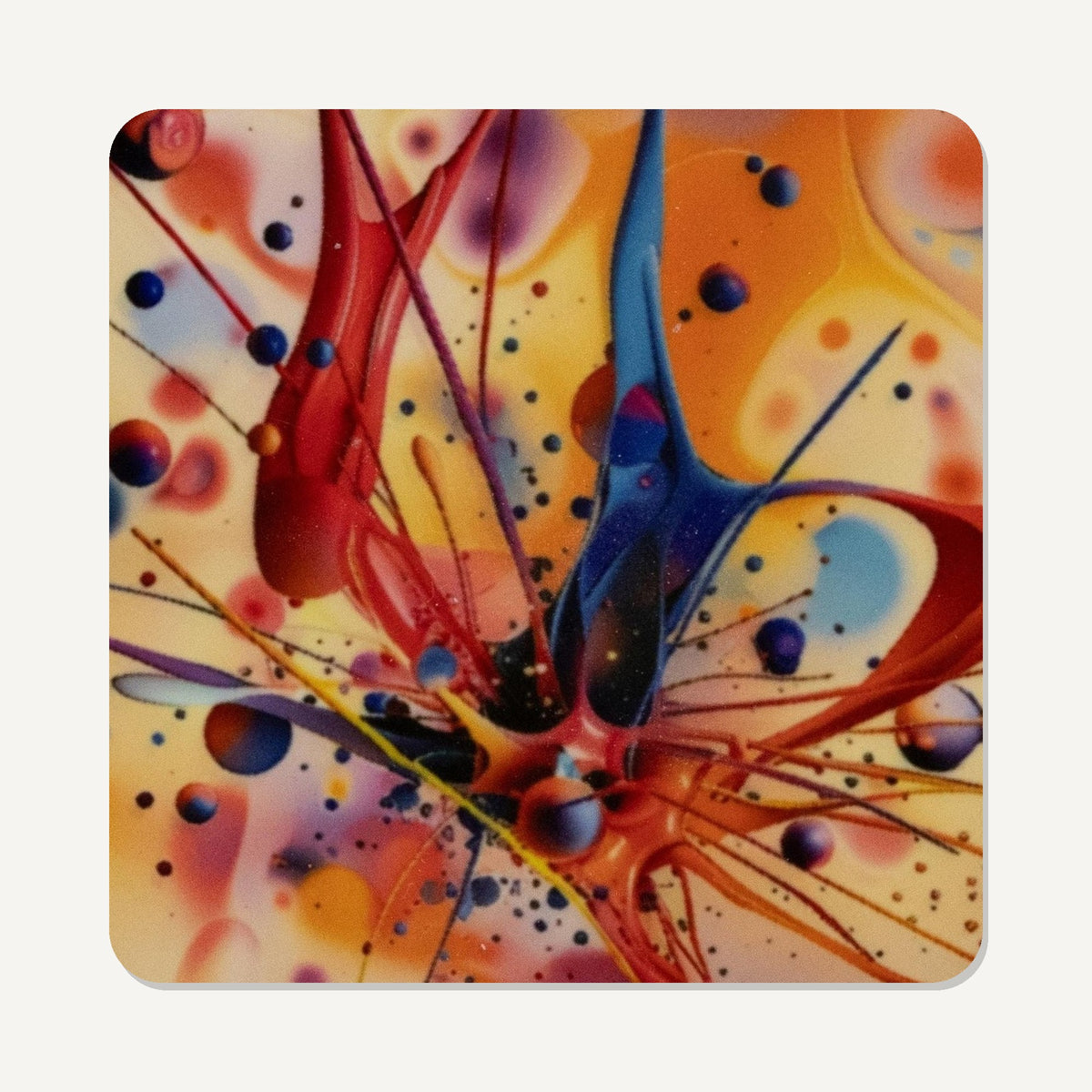 Acrylic Oil Splash No.5 – the flat artwork printed on these square glass coasters