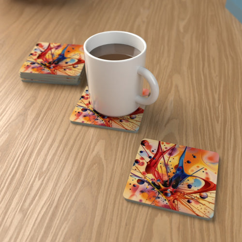 Acrylic Oil Splash No.5 Square Glass Coasters – Set of 6 – Coming Soon – lifestyle mockup 1