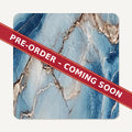 Cyan, Blue & Gold Marble square glass coaster set of 6, pre-order coming soon