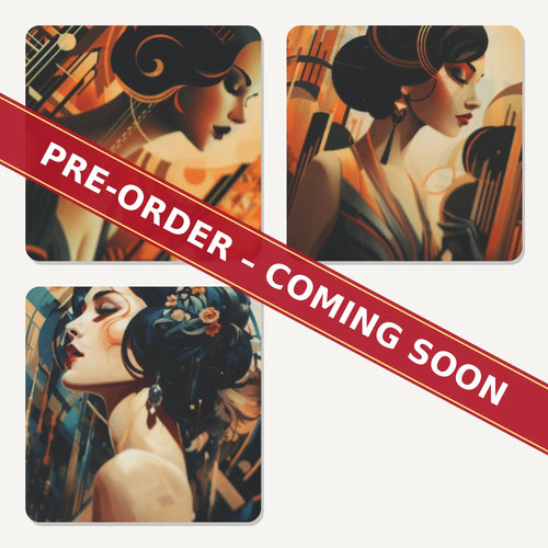 Art Deco Portrait Square Glass Coasters – Set of 6 – Coming Soon
