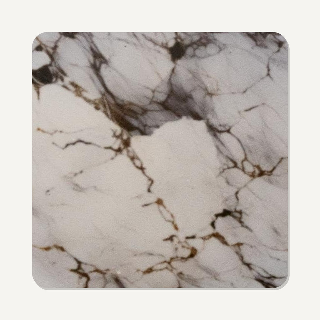 Grey, White & Gold Marble – the flat artwork printed on these square glass coasters