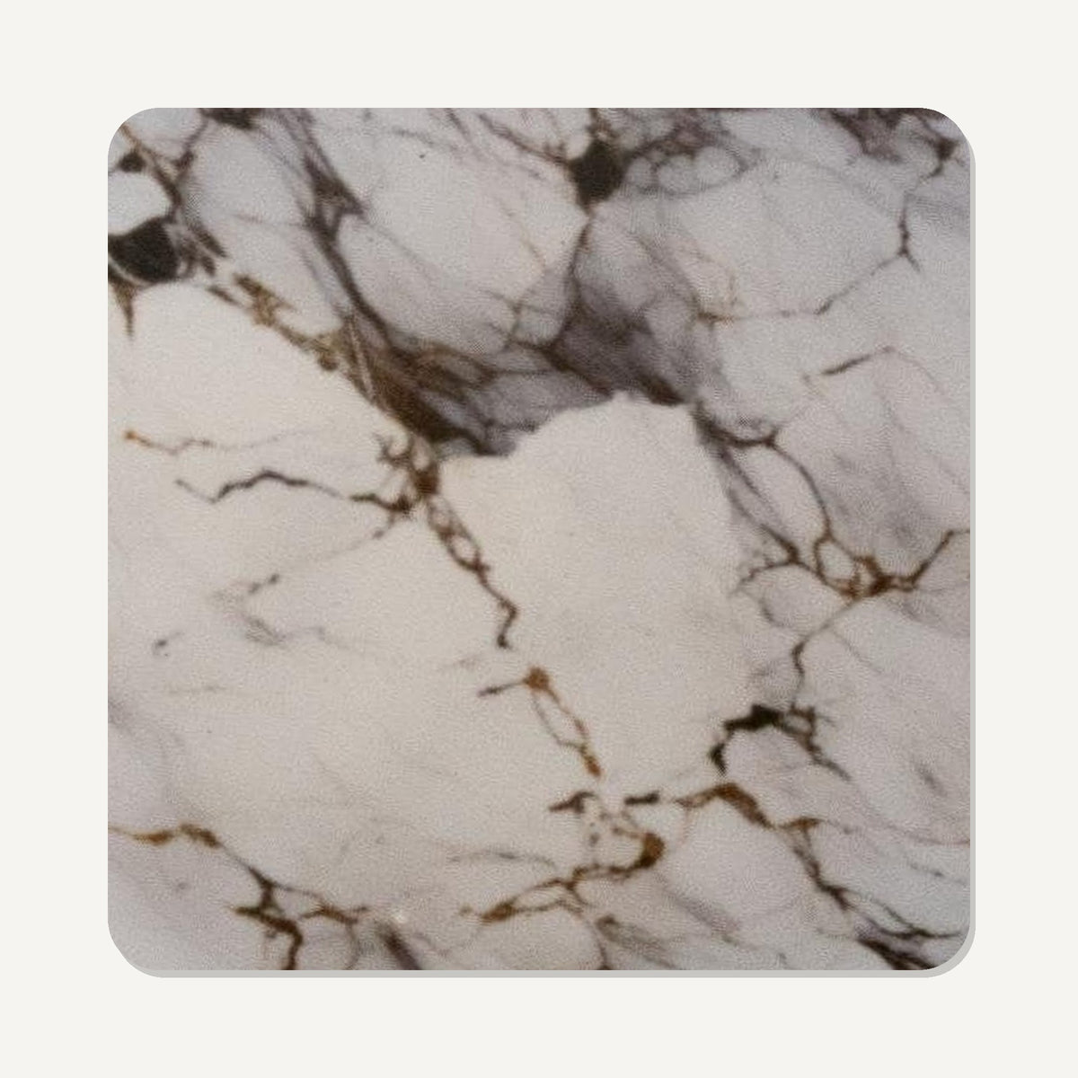 Grey, White & Gold Marble – the flat artwork printed on these square glass coasters