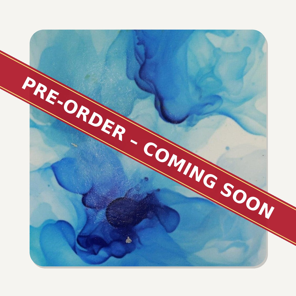 Blue Swirl Marble square glass coaster set of 6, pre-order coming soon