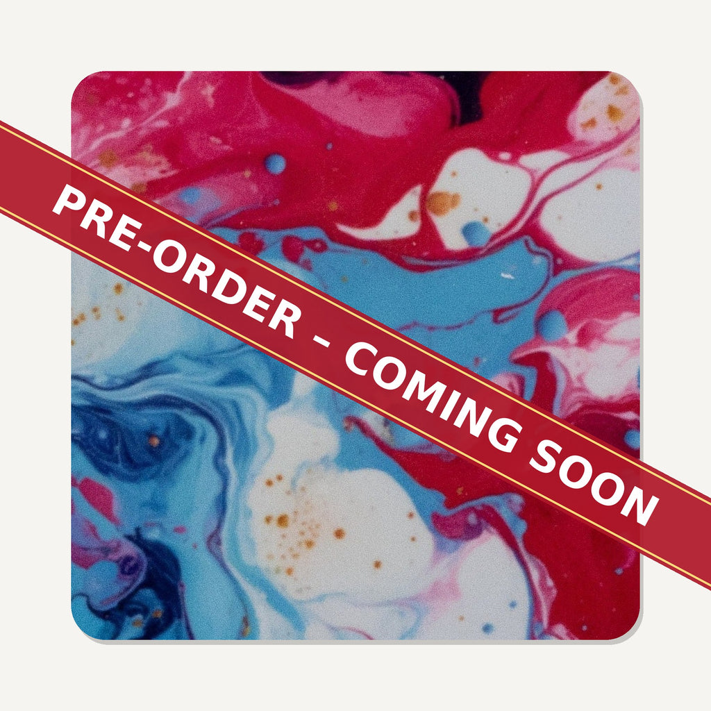 Acrylic Oil Splash Art square glass coaster set of 6, pre-order coming soon