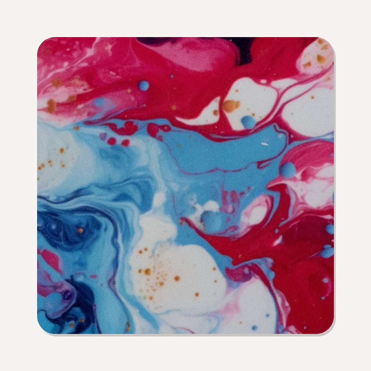 Acrylic Oil Splash Art – the flat artwork printed on these square glass coasters