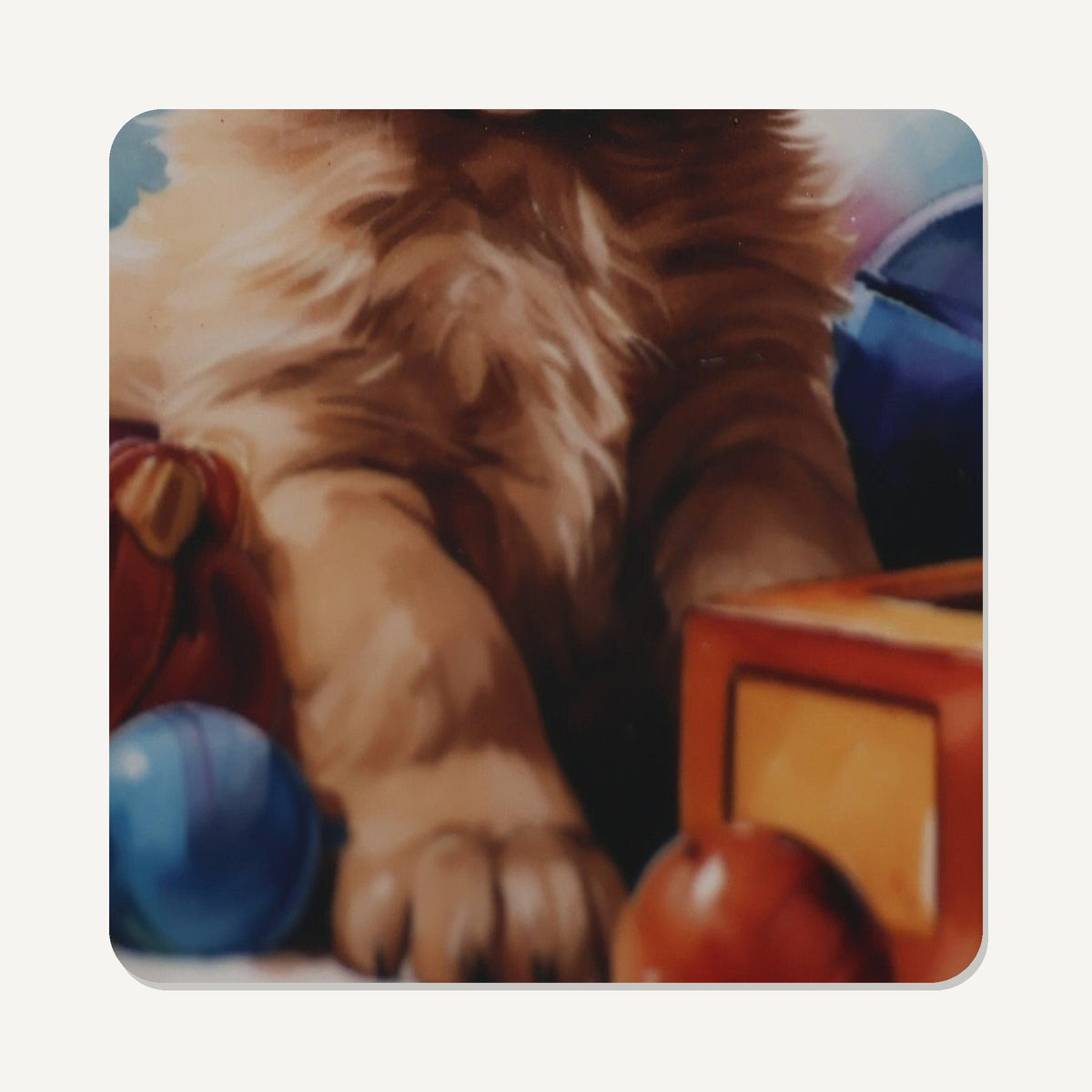 Golden Retriever Puppy Watercolour – the flat artwork printed on these square glass coasters