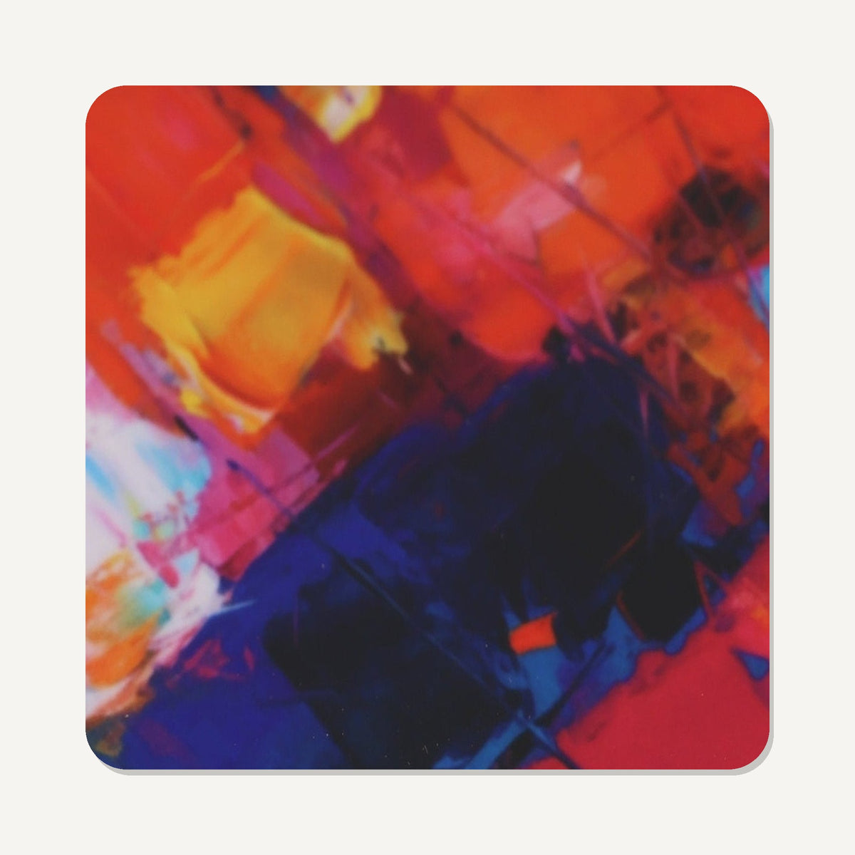 Abstract Painterly – the flat artwork printed on these square glass coasters