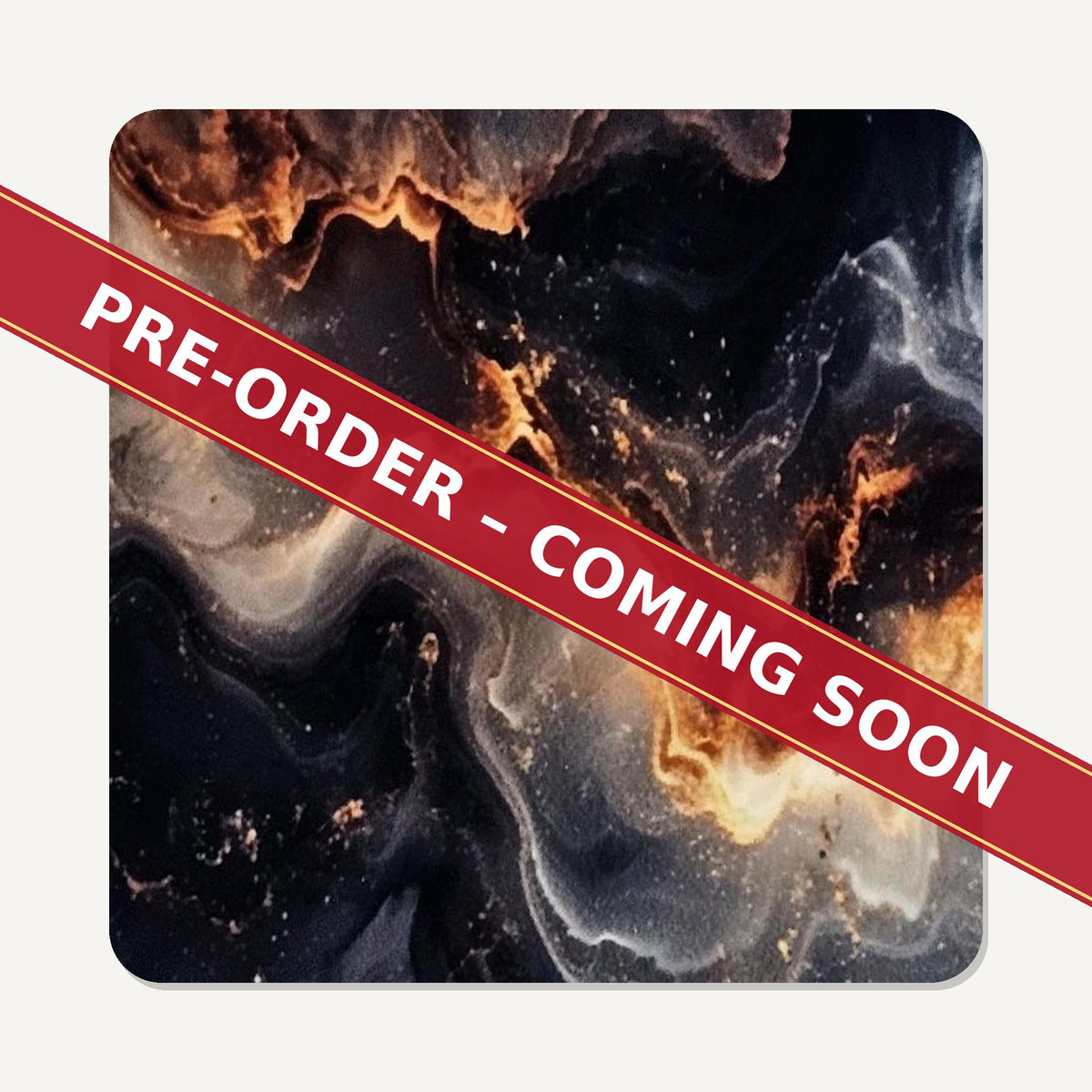 Black & Gold Lava Marble square glass coaster set of 6, pre-order coming soon