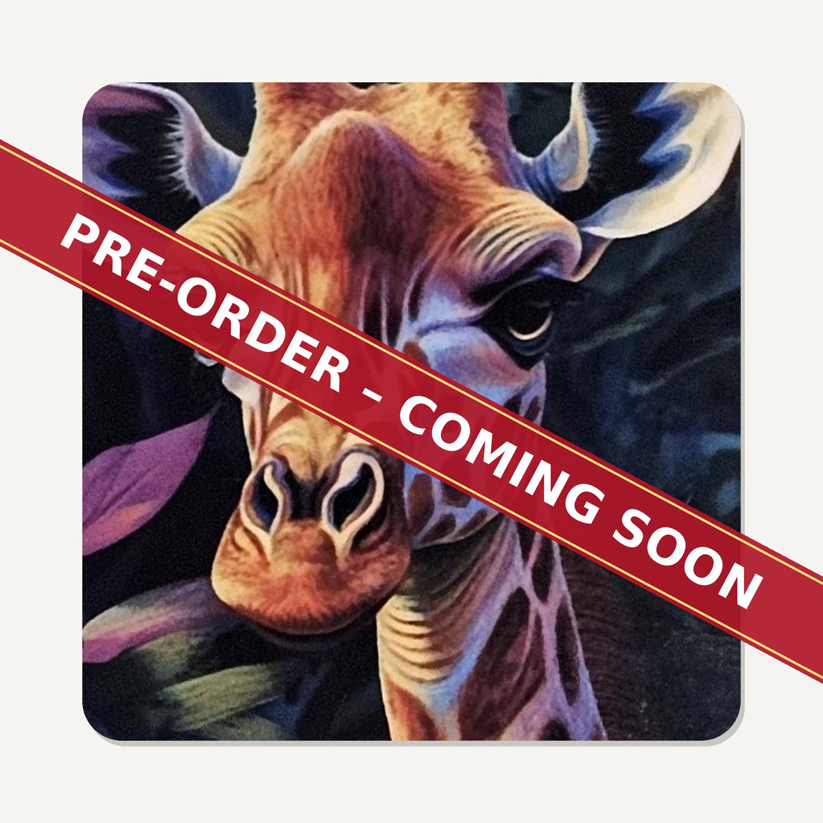 Jungle Giraffe square glass coaster set of 6, pre-order coming soon