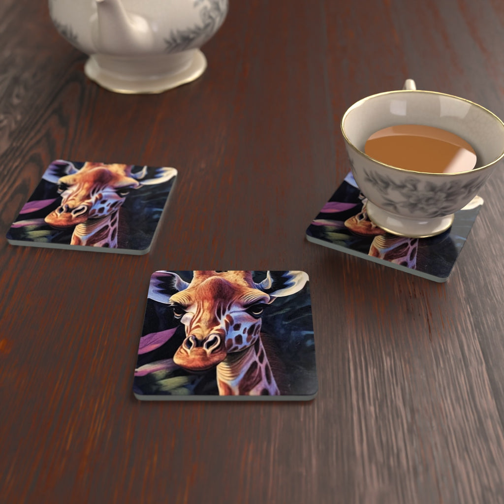 Jungle Giraffe Square Glass Coasters – Set of 6 – Pre-order – lifestyle mockup 2