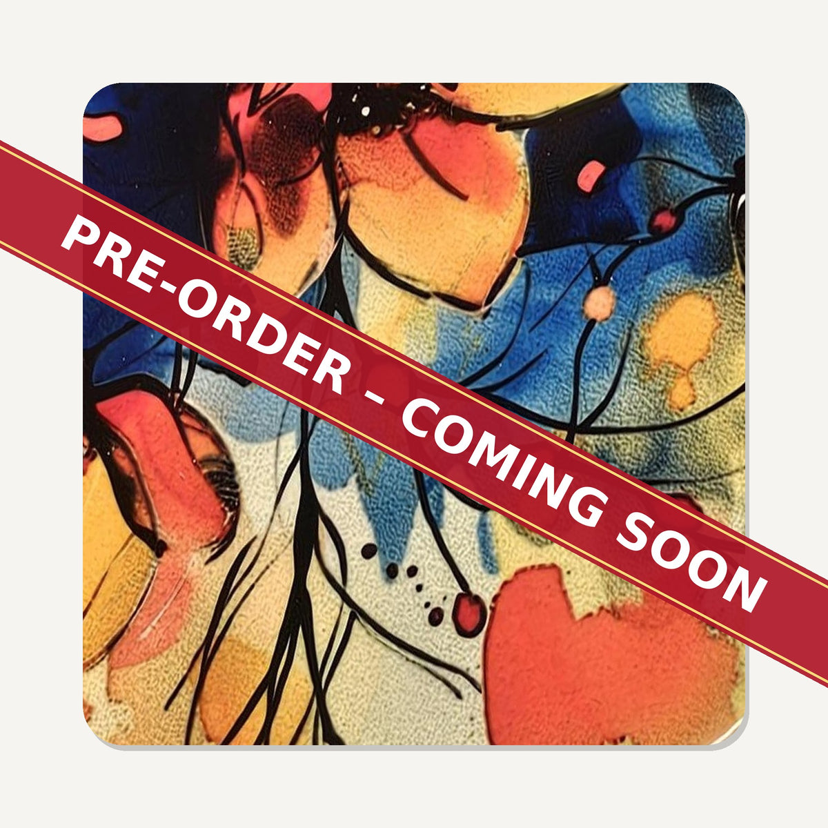 Wildflower Meadow Watercolour square glass coaster set of 6, pre-order coming soon