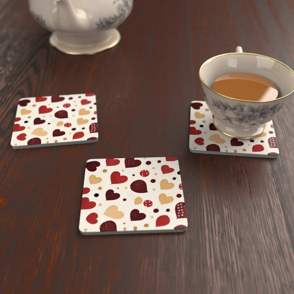 Where the Heart Is Multicoloured Heart Square Glass Coasters – Set of 6 – Pre-order – lifestyle mockup 2
