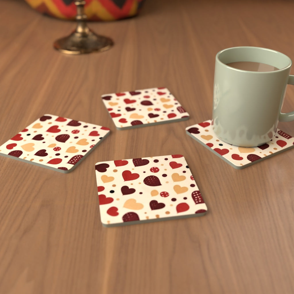 Where the Heart Is Multicoloured Heart Square Glass Coasters – Set of 6 – Pre-order – lifestyle mockup 3