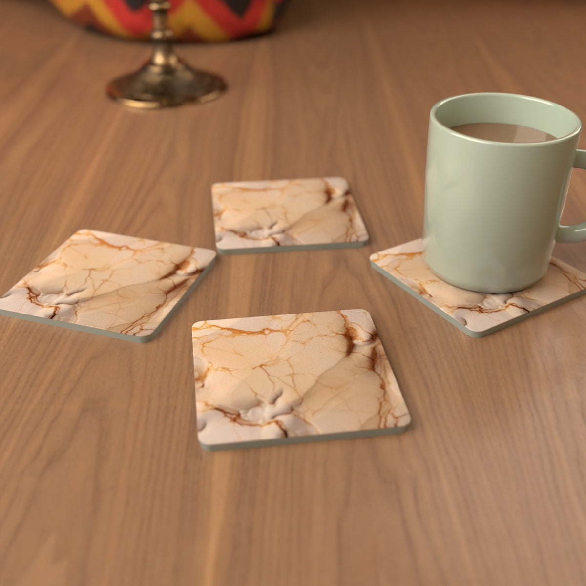 Coffee & Cream Marble Square Glass Coasters – Set of 6 – Pre-order – lifestyle mockup 3