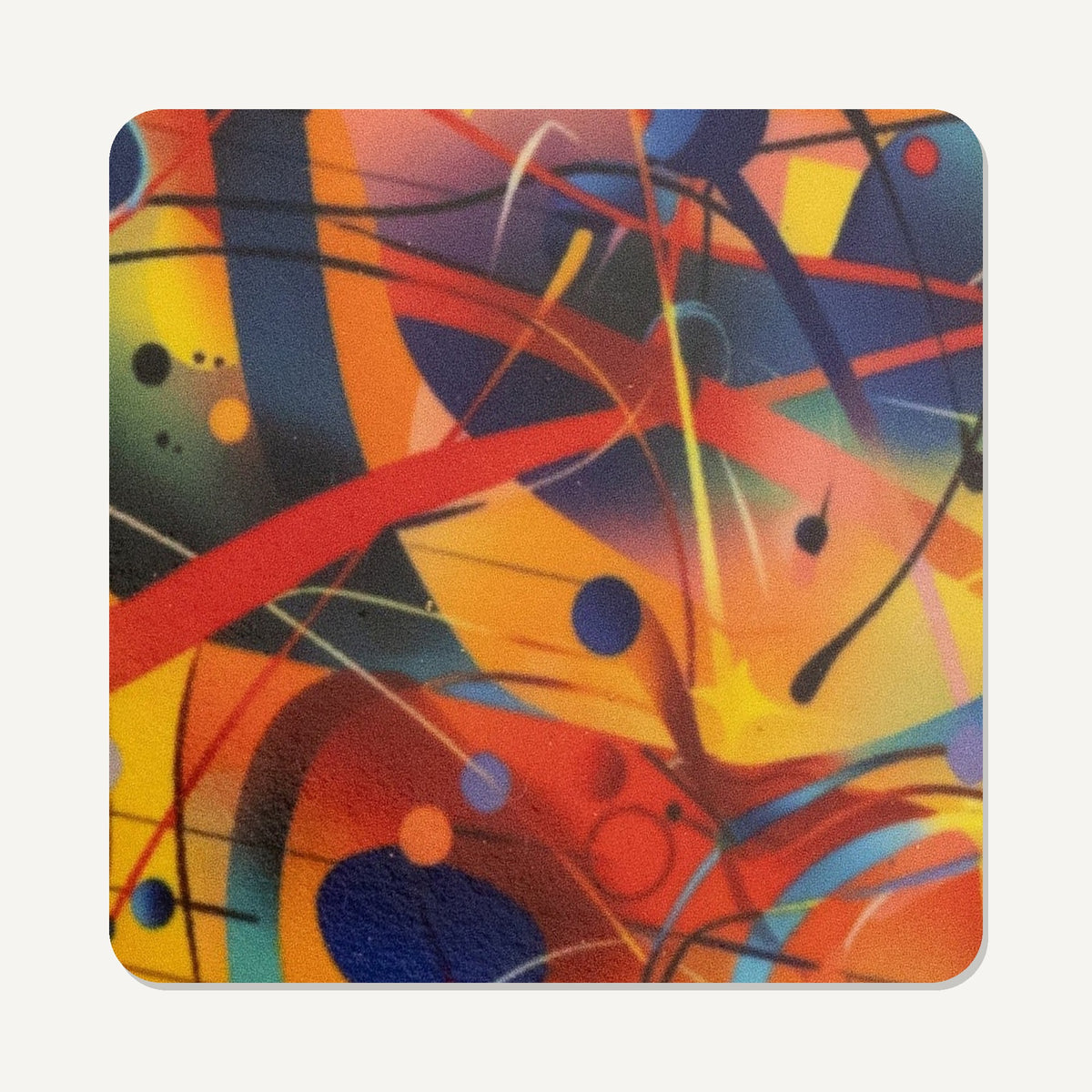 Chaotic Watercolour Abstract – the flat artwork printed on these square glass coasters