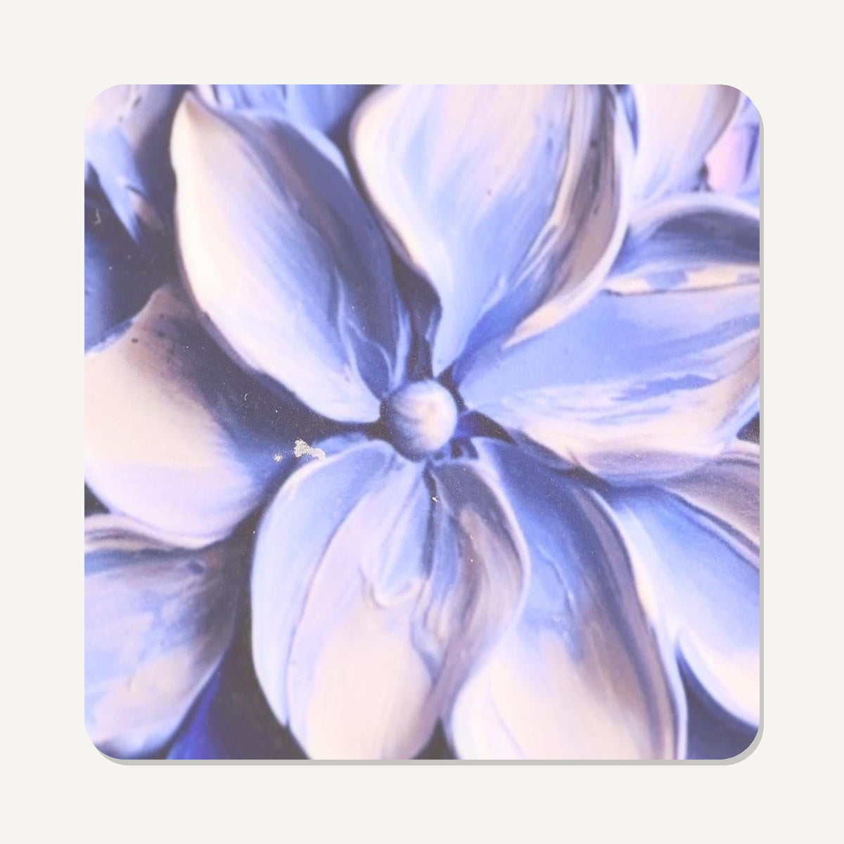 Lilac Lily Oil Painting – the flat artwork printed on these square glass coasters